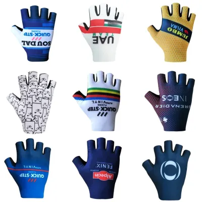 Pro Team 2022 Breathable Cycling Gloves UAE ITALY Road Bike Gloves Men Sports Half Finger Anti Slip MTB Bicycle Glove