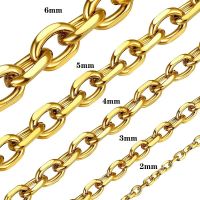 [MM75] สแตนเลส O Chain สำหรับผู้ชายผู้หญิง Rolo สร้อยคอสำหรับจี้ทอง/เงิน/สีดำสาย Link ของขวัญ2มม. 3มม. 4มม. 5มม. 6มม. กว้าง