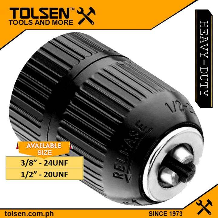 Tolsen Keyless Drill Chuck (10mm 3/8"24UNF 13mm 1/2"20UNF) For