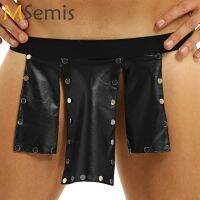 〖Gesh department store〗Men Lingerie Exotic Cosplay Leather Kilt Underwear Gothic Crotchless Knickers Panties Sissy Gay Sexy Split Panels Underpants 4XL