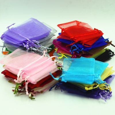 100pcs 7x9cm Transparent Organza Bags Christmas Halloween Party Candy Box Chocolate Bags Wedding Gift Wrapping Bags Gift Wrapping  Bags