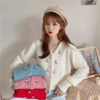 OCEANLOVE Floral Pink Sweaters Women Autumn Slim Short Kawaii Mujer Chaqueta Girls Sweet Cardigans Korean Fashion Clothing 17852