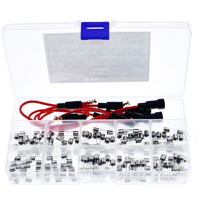 5pcs 5x20mm Fuse Holder Inline Screw Type with 16 AWG Wire + 250V 100pcs Quick Blow Glass Tube Fuse Assorted Mixed pack kit Fuses Accessories