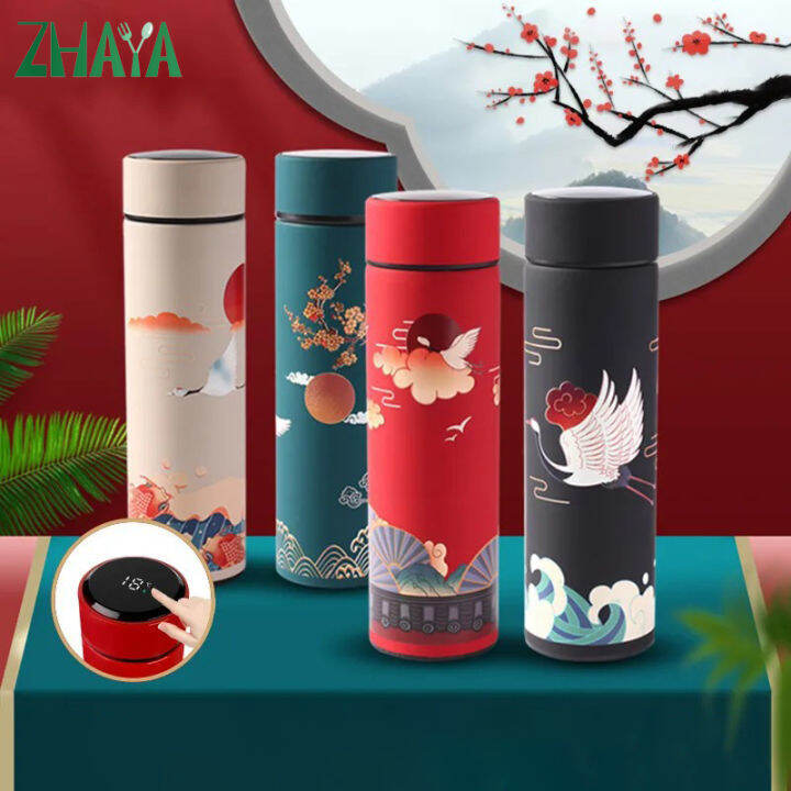 ZHAYA 450ML Thermos Bottle Chinese Classical Style Smart Temperature ...