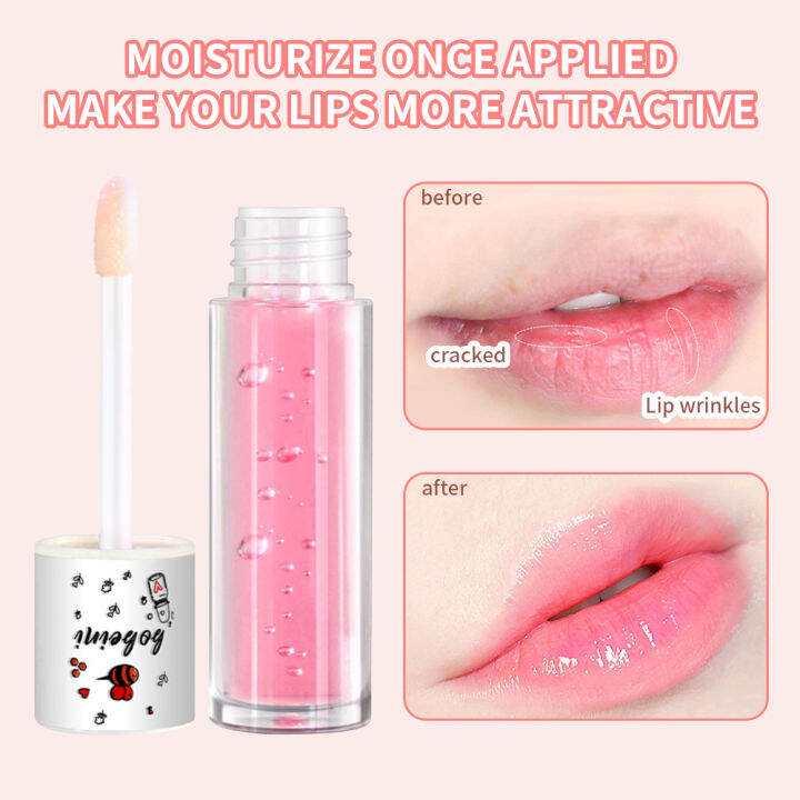 honey-lip-oil-บรรเทา-dry-moisturizing-lip-gloss-fades-lip-lines-water-light-lips-พร้อมแปรงแต่งหน้าเกาหลีน่ารัก