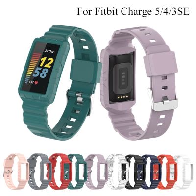 gdfhfj Wristband with Rugged Protective Case for Fitbit Charge 5/4/3/3SE Band Soft Silicone Sport Bracelet Replace for Charge 3/4 Strap