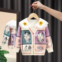 [COD] cardigan sweater 2023 new spring and autumn childrens foreign style jacket Korean version baby girl plus fleece