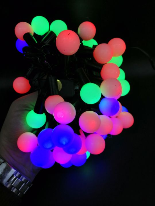 christmas-light-led-ไฟกระพริบได้-50-ดวง-ไข่ปลาใหญ่-กระพริบหลากสี-1-จังหวะ-สายยาว-9-เมตร-ใช้ไฟบ้าน220v-กันน้ำกันฝน