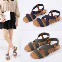 Cross-border big yards shoes Roman sandals 2023 new lady sandals elastic flat student contracted