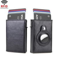 Rfid Card Holder Airtag Wallets Men Money Bag Slim Thin Women Wallets Leather Wallet For Apple Air Tag Purses Smart Black Wallet