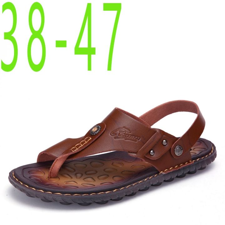 ขายดีที่สุด-ioztt2023-hot-sale-sandals-men-shoes-slippers-leather-beach-sandalias-hombre-sandale-homme