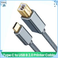 FCOCA ปลั๊กชุบทอง แล็ปท็อป คอมพิวเตอร์ USB Type-C เป็น USB B 2.0 สายเครื่องพิมพ์ เครื่องพิมพ์ ความเร็วสูง