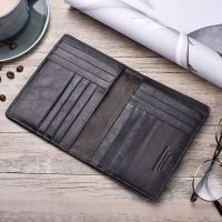 THINKTHENDO Retro Genuine Leather Cowhide Travel Passport ID Card Cover Holder Case Protector Organizer Wallet Black Color