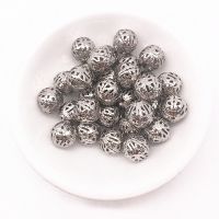 4/6/8/10mm Hollow Ball flower Beads Metal Charms Dull Silver Plated Filigree Spacer Beads Diy Jewelry Making