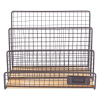 Storage Rack Iron Wire Three Grid Book Stand Information Letterhead Correspondence File Rack Storage Rack Desktop Finishing Rack