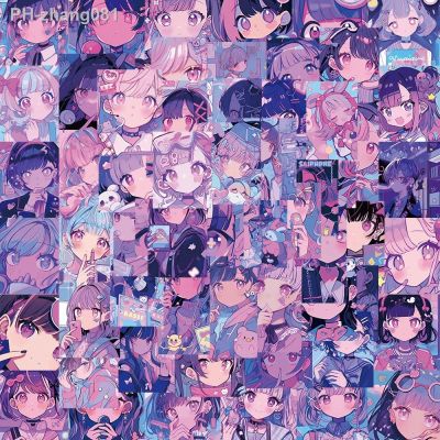 10/30/61pcs Cute Steam Wave Anime Girl Cartoon Stickers Aesthetic Decals Laptop Notebook Suitcase Car Waterproof Sticker Kid Toy