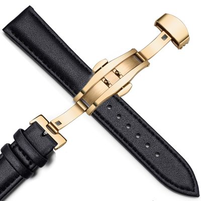 20mm Watch Strap Leather Watch Band Butterfly Buckle Leather Plain Strap Suitable For Dw Tissot Longines Casio - Watchbands - AliExpress