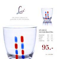 JJGLASS - (LUCE) แก้ว 049/10 ลาย 8 แต้ม สีแดง-น้ำเงิน - แก้วน้ำ แก้วน้ำผลไม้ แก้วใส แต้มสี