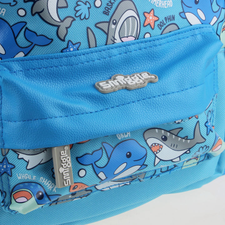 ออสเตรเลีย-smiggle-original-กระเป๋านักเรียนเด็กอนุบาลกระเป๋านักเรียนขนาดเล็ก-blue-shark-dolphin-กระเป๋าเป้สะพายหลังขนาดเล็ก-class-1-4ปี11นิ้ว
