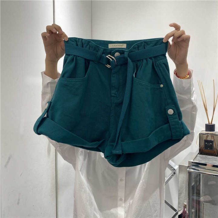 cod-plus-size-high-waist-loose-denim-shorts-womens-cuff-a-line-wide-leg-pants