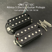 Alnico 5กีตาร์ไฟฟ้า Pickup Humbucker Double Coil Pickup Alnico V คอและสะพานพร้อมสกรูและสปริงกีตาร์อะไหล่สีดำ