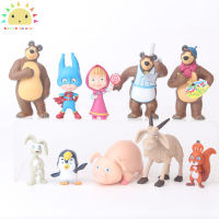 SS 10 Pcs/bag Mashas Bears Plushie Hand-made Cute Cartoon Figure Doll Ornaments Birthday Gift