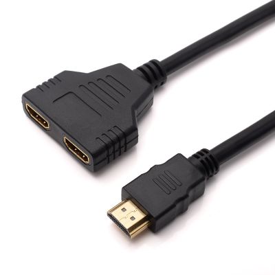 1X2 1080P Hdmi-kompatibel 1 Laki-laki Ke 2 Perempuan 1 Dalam 2 Keluar Kabel Adaptor Splitter Konverter untuk Proyektor HD TV