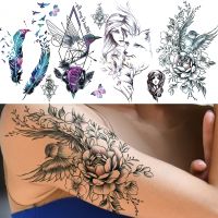 hot【DT】 Temporary Tattoos Adults Fake Feather Wolf Sticker Hummingbirds Tatoos