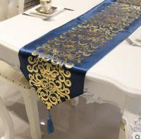 NEW European Luxury Velvet Gilded Table Runner Tablecloth Embroidered Gloden Table Runners Table Flag Dinner Mats Home Textile