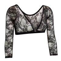 【HOT】✉■ New Sheer Mesh Seamless Arm Short Cropped Top V-Neck Hollow CardiganAcces Size S-3XL