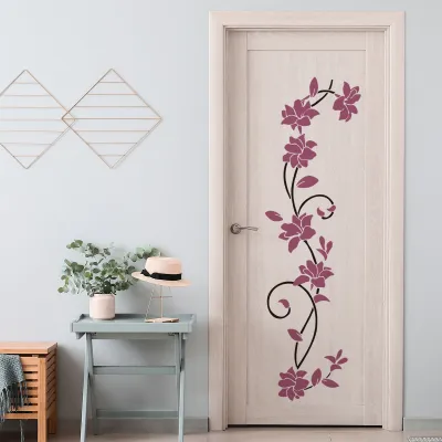 [COD] zsz1932 pink flower vine door stickers background wall living room bedroom creative simple removable
