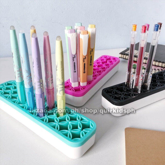 Pen Highlighter Marker Holder Desktop Organizer Silicone Portable