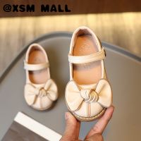 XSM MALL ที่มีคุณภาพสูงหวานกุทัณฑ์สาวหนังรองเท้าแบน Velcro ป้องกันการลื่นนุ่มแต่เพียงผู้เดียวเด็กเจ้าหญิงรองเท้า2-8ปี T22N07CC-108