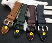 （A New Well Sell ） 22mm 24mm 26mm Green wine red blue Brown Vintage Calf oil cow Leather Watchband For Panerai strap for PAM441 Watch band buckle