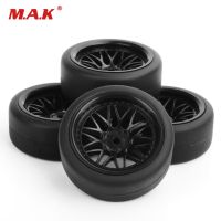 4pcs/Set 1/10 Flat Rubber Tyres Wheel rims Set 12mm Drive Hex For 1:10 HPI Drift RC Car Accessory Parts PP0338 BBNK(6mm)