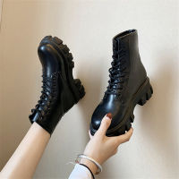 Botas Women Motorcycle Ankle Boots Wedges Female Lace Up Platforms Winter Black Leather Oxford Shoes Woman 2021 Botas Mujer