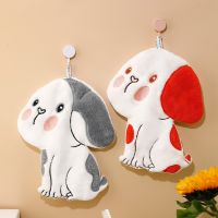 Cartoon Dog shape Hand Towel Coral Velvet Embroidery Soft Comfort Wipe Handkerchief for Kids Kitchen Bathroom Cleaning Gadgets