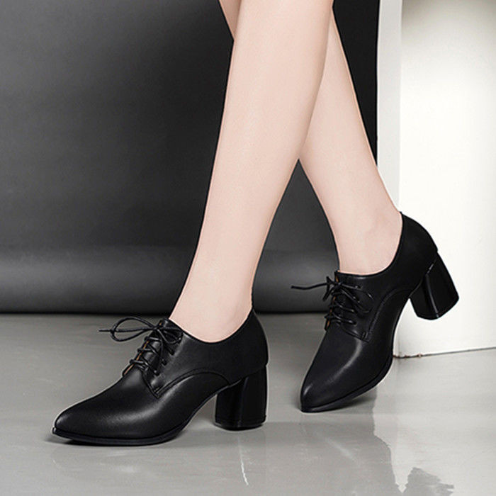 zaza-รองเท้าส้นสูงผู้หญิงสไตล์เกาหลี-รองเท้าบูทหนังสีดำสำหรับใส่ทำงานรองเท้าสไตล์เกาหลี