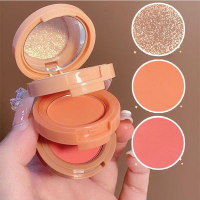 ✠ Hot 3 In 1 Matte Highlight Blusher Eyeshadow Pearlescent Eye Shadow Multifunctional Face Makeup Palette Female Cosmetics Korean