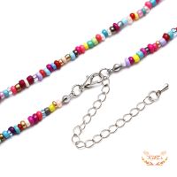 Retro Flower Bohemian Handmade Rainbow Colored Beads Choker Short Necklace for Women Girls Boho Candy Color Beaded Necklaces Fashion Jewelry