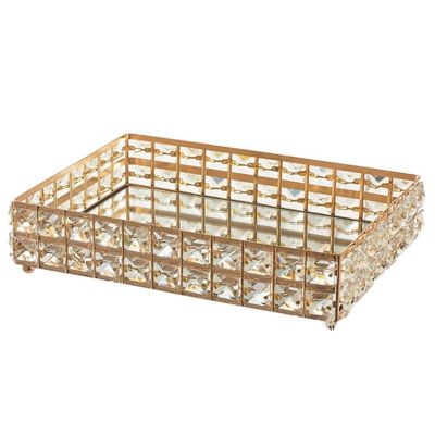 1PC Square Crystal Tray Household Cosmetics Storage Pallet Fruit Container Snacks Plate Wedding Decor Supplies