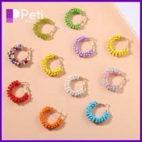 PETI JEWELLERY 3 Pairs แผ่นเคลือบทอง ต่างหูรูปดอกไม้ โบฮีเมียน ลูกปัดคริสตัลคริสตัล ต่างหูมีข้อความ เครื่องประดับตามเทรนด์ มีสไตล์ ต่างหูสีทอง สำหรับผู้หญิง