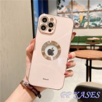 เคสโทรศัพท์ชุบโลหะด้วยไฟฟ้าหรูหราสำหรับ iPhone 14 Pro Max 11 13 12 Pro Max โลโก้ใส