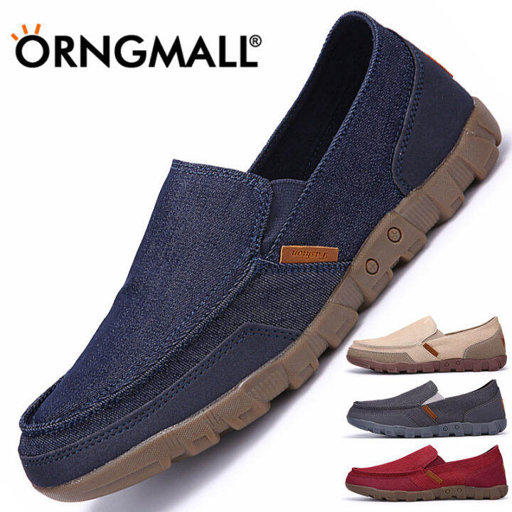 ORNGMALL Loafers for Men Flats Shoes Breathable Canvas Sneaker Moccasin