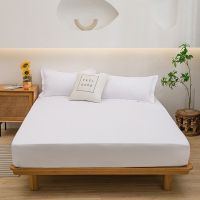 Solid Color Home Bed Linen Couple Mattress Protector Cover Fitted Sheet Bedspread on the Bed with Elastic Strap Queen Size