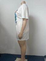 LW ชุดเดรสขนาดพิเศษเสื้อยืดมินิเสื้อผ้าผู้หญิง,XL-5XL ทรงหลวมพิมพ์ลายตัวอักษรสำหรับฤดูร้อน