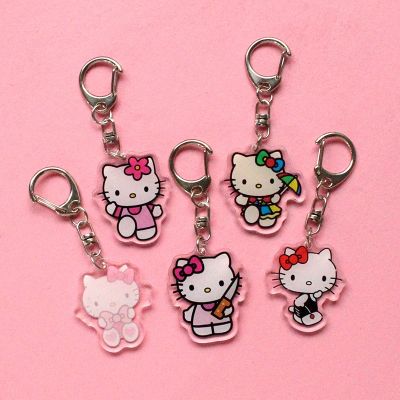 Sanrio Hello Kitty Keychain Kawaii Acrylic Transparent Double Layer Key Chain Fashion Cute Backpack Ornaments For Girlswholesale