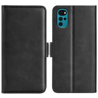 SmartPhonemall For Motorola Moto G22 4G Dual-side Magnetic Buckle Horizontal Flip Leather Phone Case(Black)