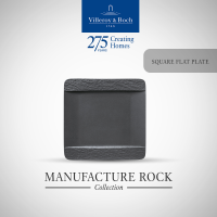 Villeroy &amp; Boch - Manufacture Rock จานพอร์ซเลน สีดำ ทรงสี่เหลี่ยมจัตุรัส - วิลเลรอย แอนด์ บอค