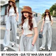 Quần Jogger Nữ Dài Ống Rộng, Thể Thao Thời Trang BT Fashion TT02- Rách Đùi